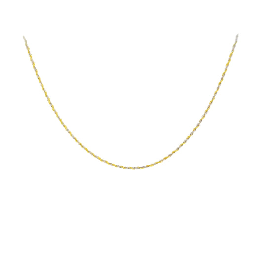 9ct Yellow and White Gold 40 Hollow Rope Chain 46cm, 18"