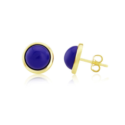 9ct Yellow Gold Lapis Lazuli Stud Earrings