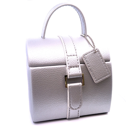 Silver Faux Leather Jewellery Travel Chest