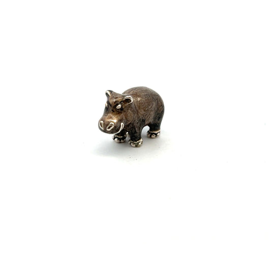 Sterling Silver Hippo Mini Enamel Figurine
