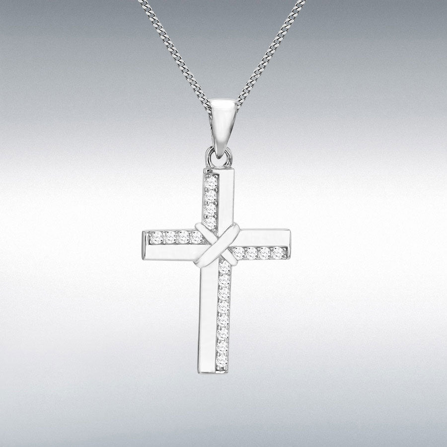 Sterling Silver Cross with Cubic Zirconia Edges