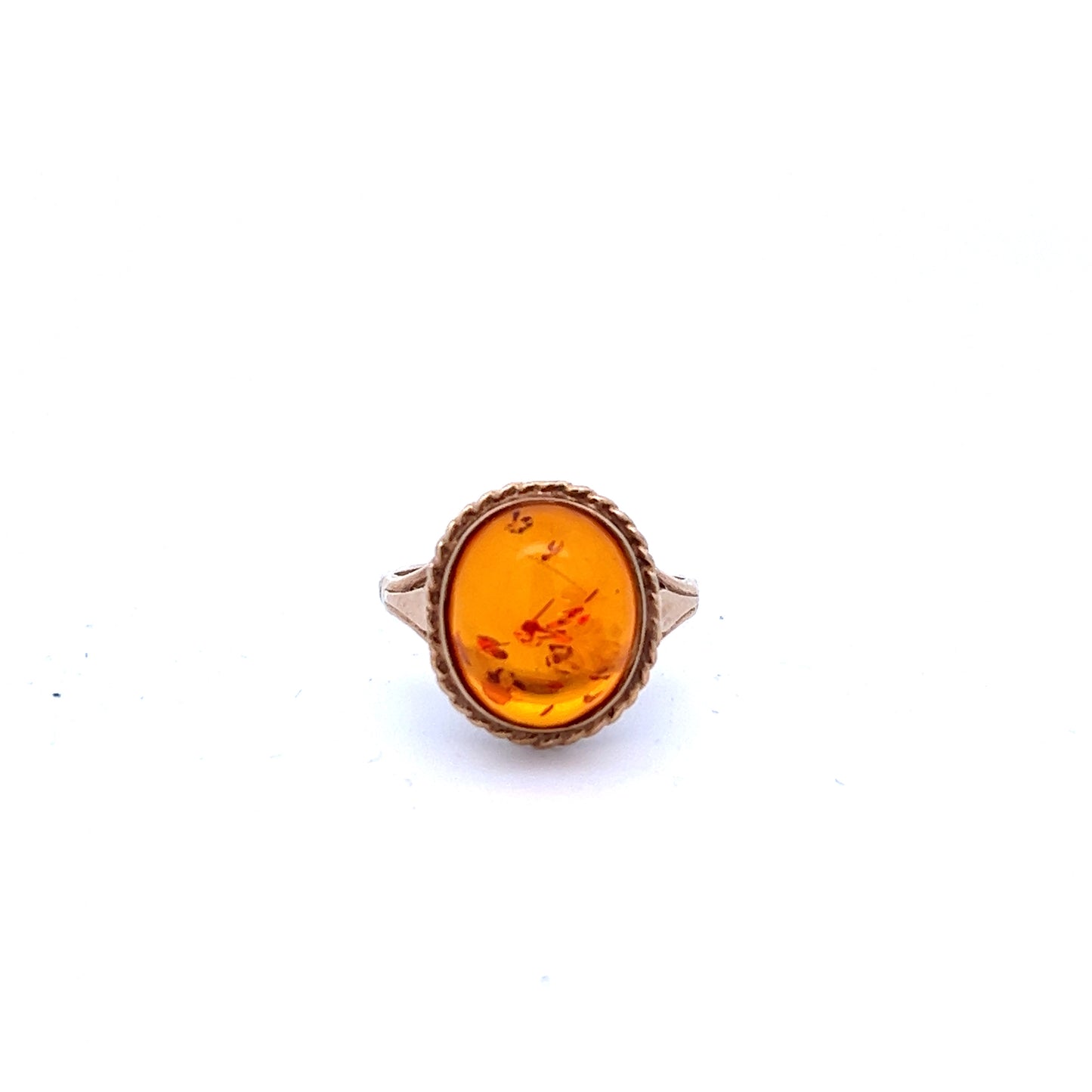 Pre-Owned 9ct Yellow Gold Amber Ring