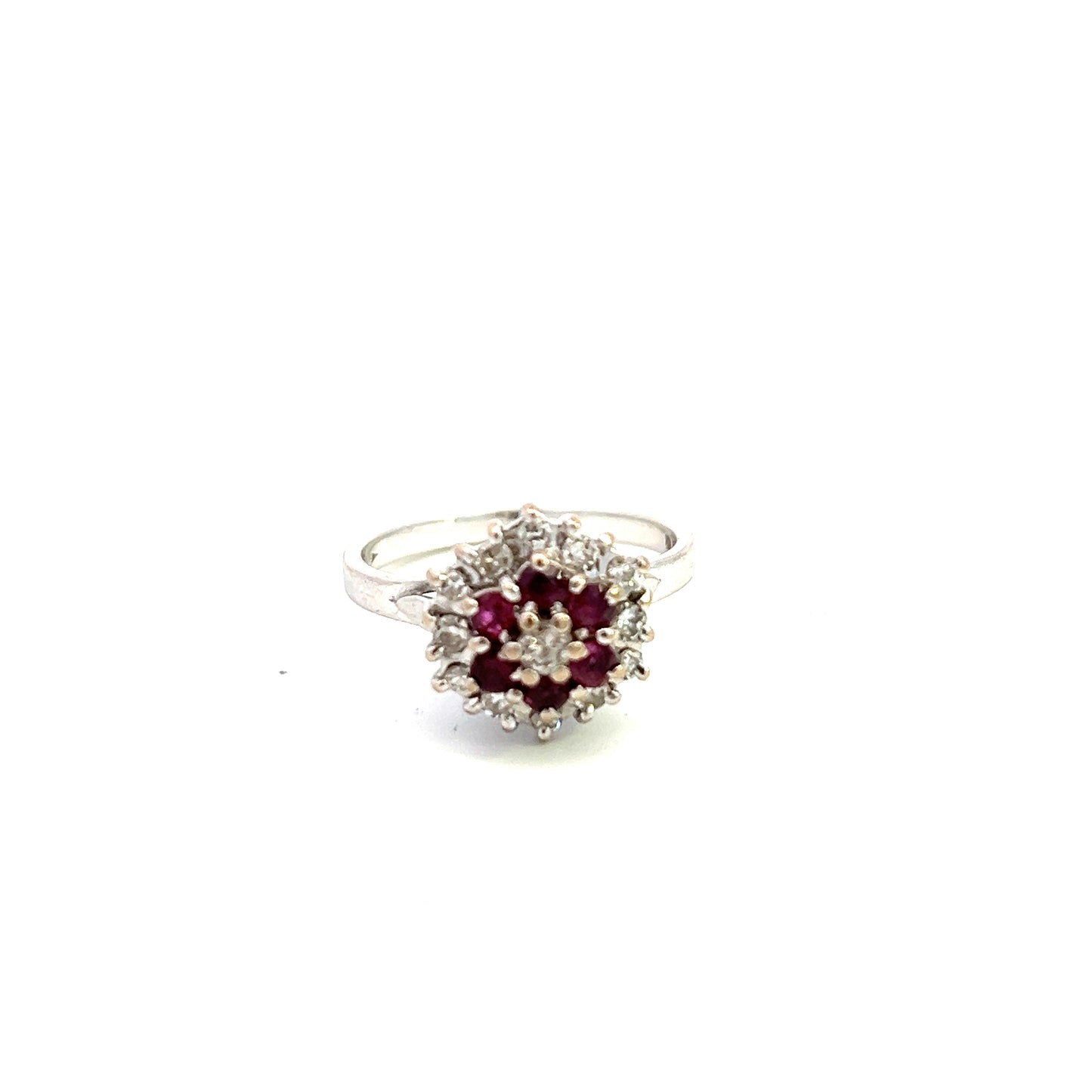 Pre-Owned 18ct White Gold Ruby and Diamond Ring Size Q