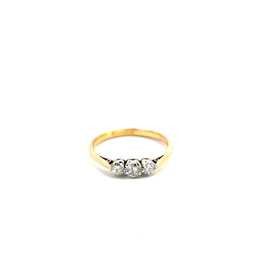 Pre-Owned Three Stone Diamond Ring Size Q