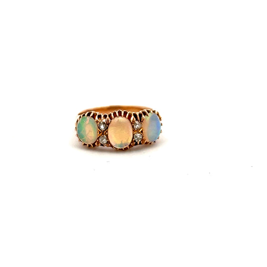 Pre-Owned Opal And Diamond Seven Stone Ring