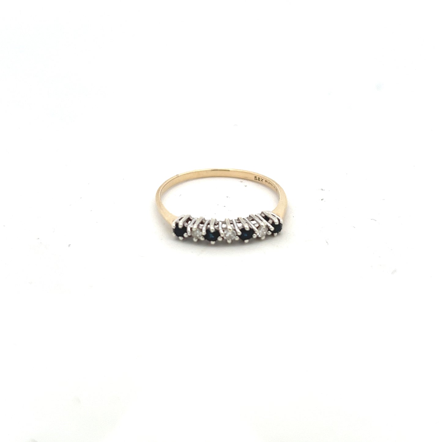 Pre-Owned 9ct Gold Sapphire and Diamond Eternity Style Ring Size Q