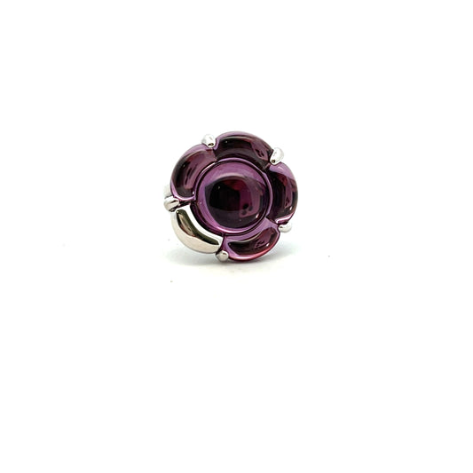 Pre-Owned Sterling Silver Purple Baccarat Flower Ring