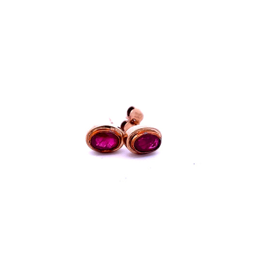 Pre-Owned 9ct Yellow Gold Ruby Stud Earrings