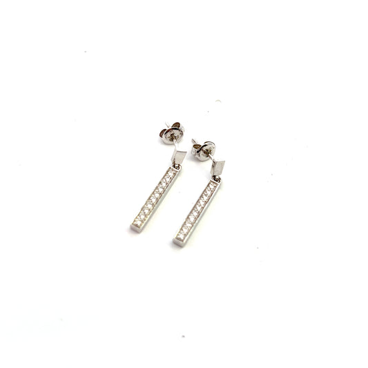 Pre-Owned 18ct White Gold 0.24ct Diamond Stick Drop Earrings