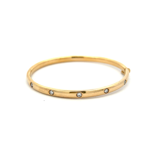 Pre-Owned 18ct Yellow Gold 0.50ct Diamond Solid Bangle