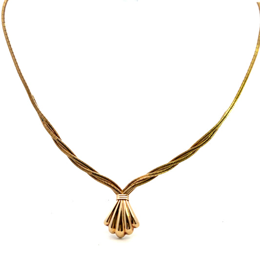 Pre-Owned 9ct Gold 16" Plait Necklet With Front Fan Feature