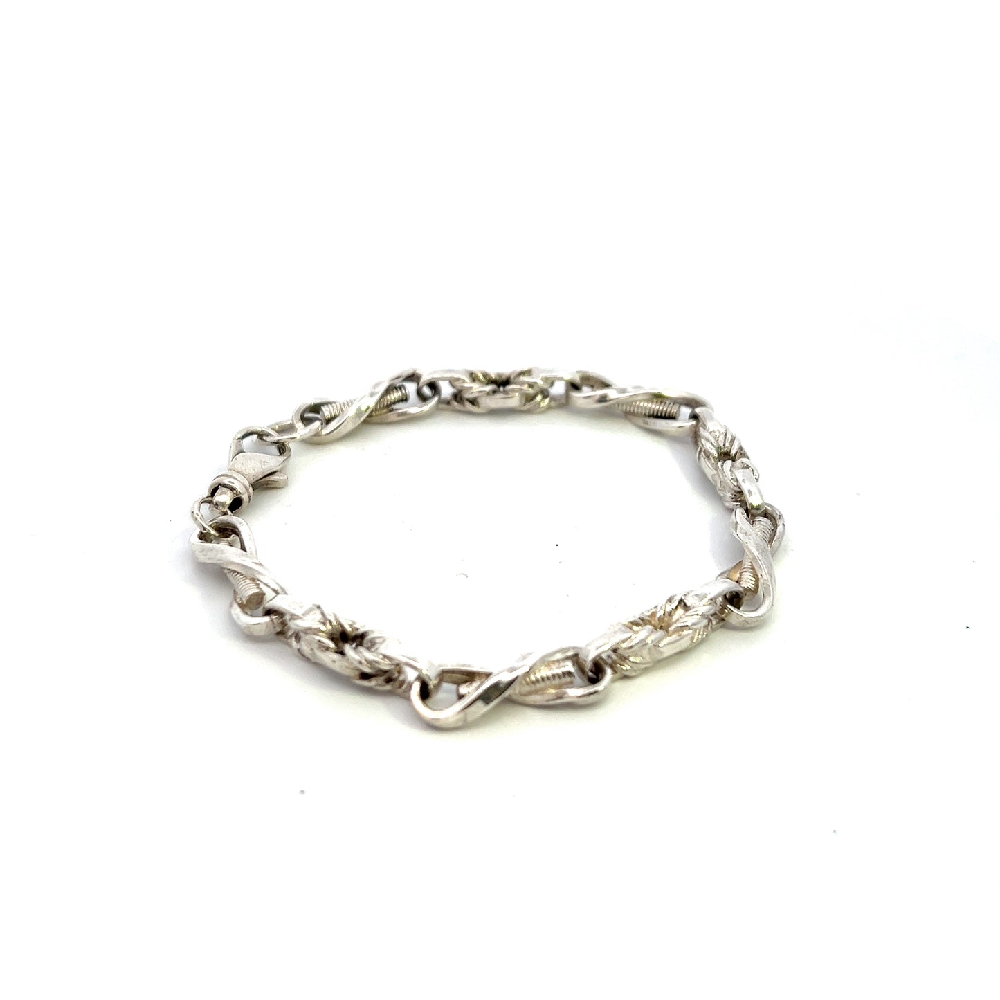 Pre-Owned 8" Long Silver Knot Twist Link Bracelet
