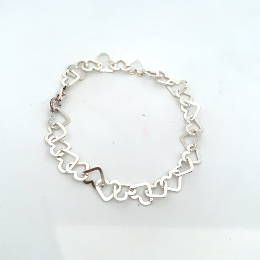 Pre-Owned Open Hearts Bracelet Stamped 925