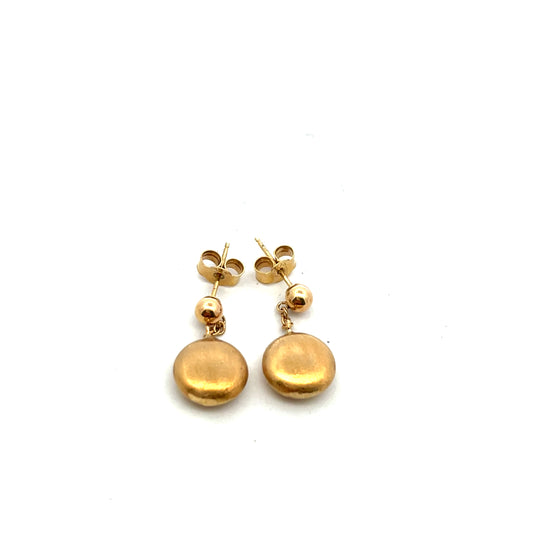 Pre-Owned 9ct Yellow Gold Satin Finished Drop Earrings