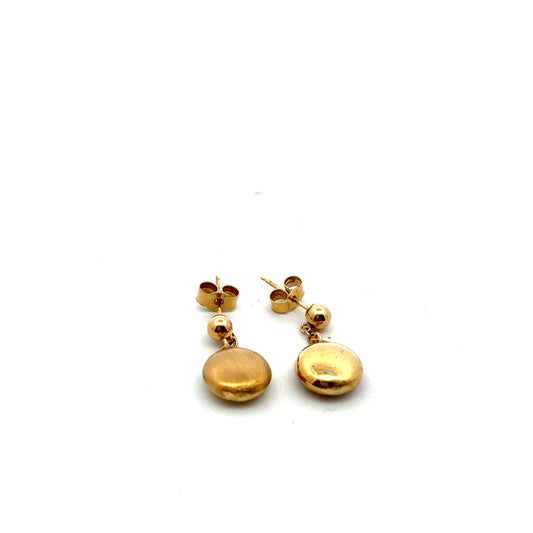 Pre-Owned 9ct Yellow Gold Satin Finished Drop Earrings