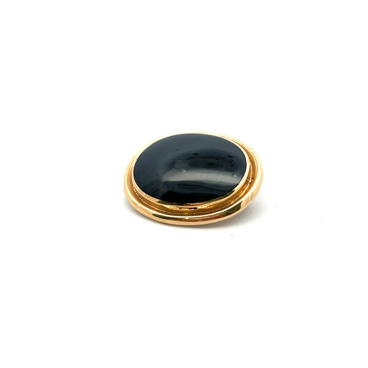 Pre-Owned 9ct Gold Oval Black Onyx Brooch