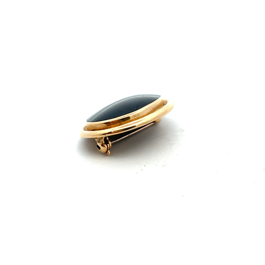 Pre-Owned 9ct Gold Oval Black Onyx Brooch