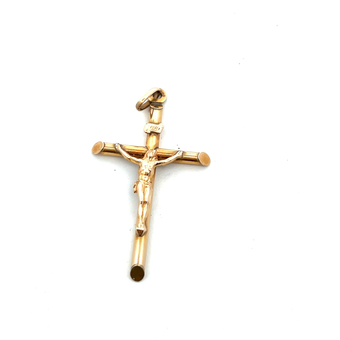 Pre-Owned 9ct Gold Tubular Crucifix Pendant