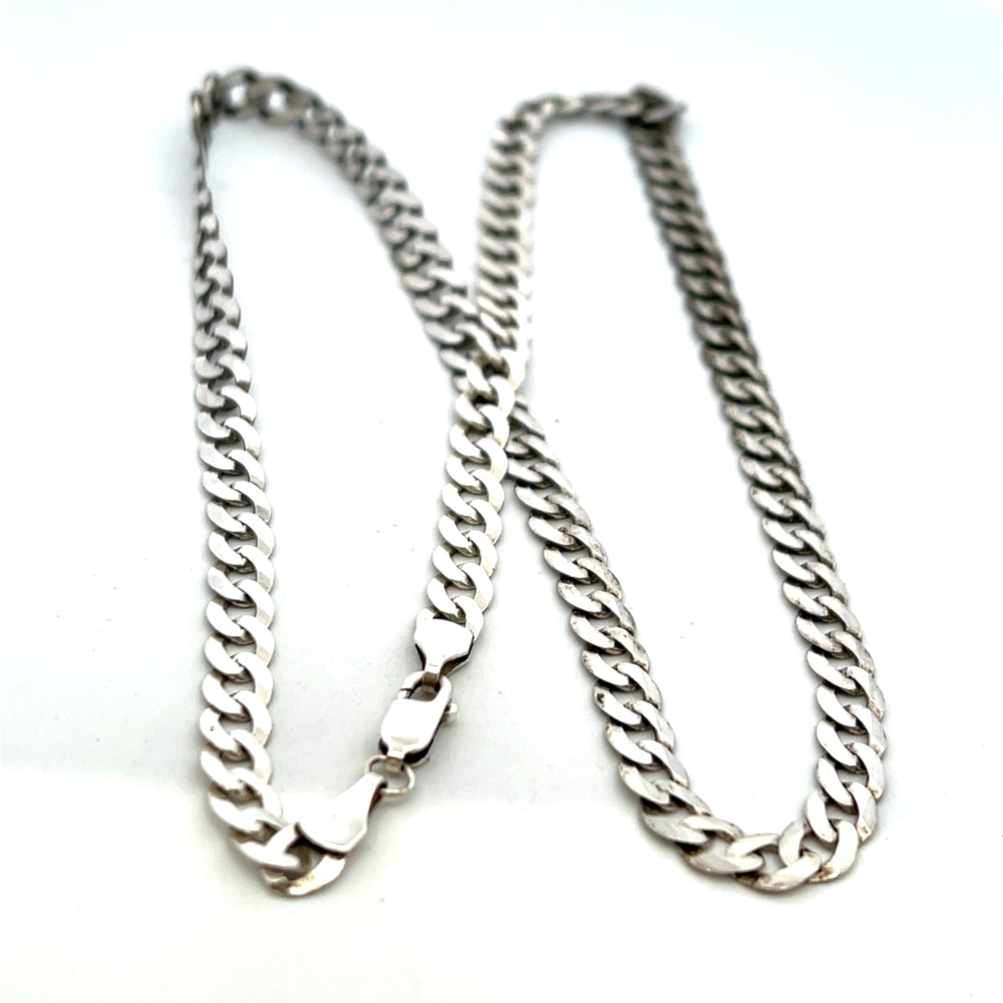 Pre-Owned Silver Flat Open Curb Chain 18"