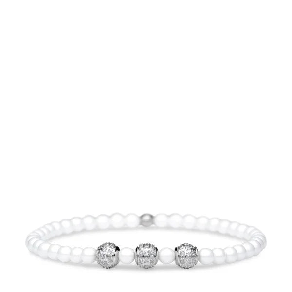Bering Ceramic Pearl and Cubic Zirconia Bracelet 607-5117-X0