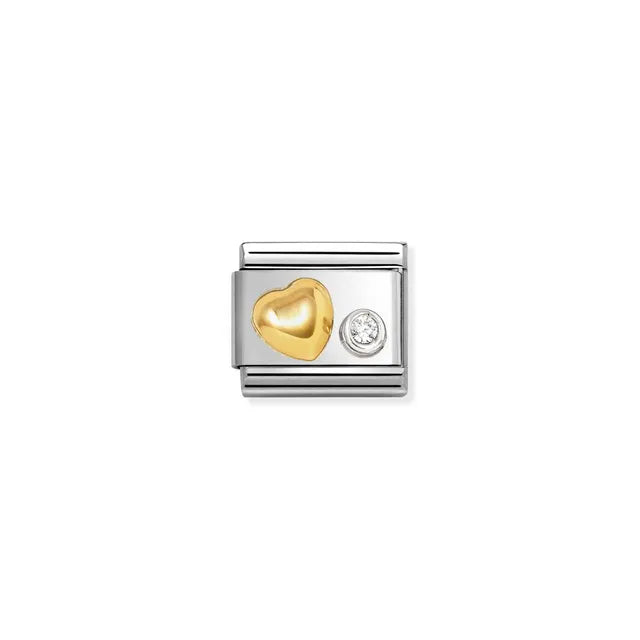 Nomination Composable Classic Yellow Gold Heart & Cubic Zirconia 630301/02
