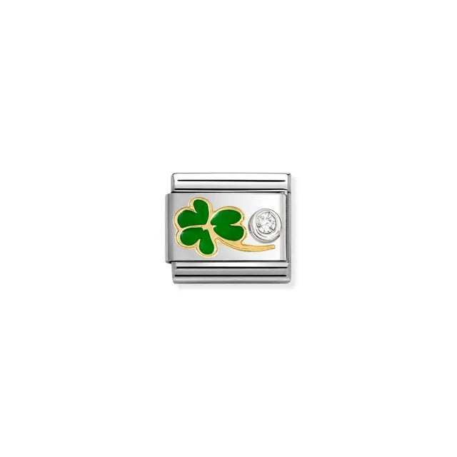 Nomination Composable Classic Green Clover & Cubic Zirconia 630302/12