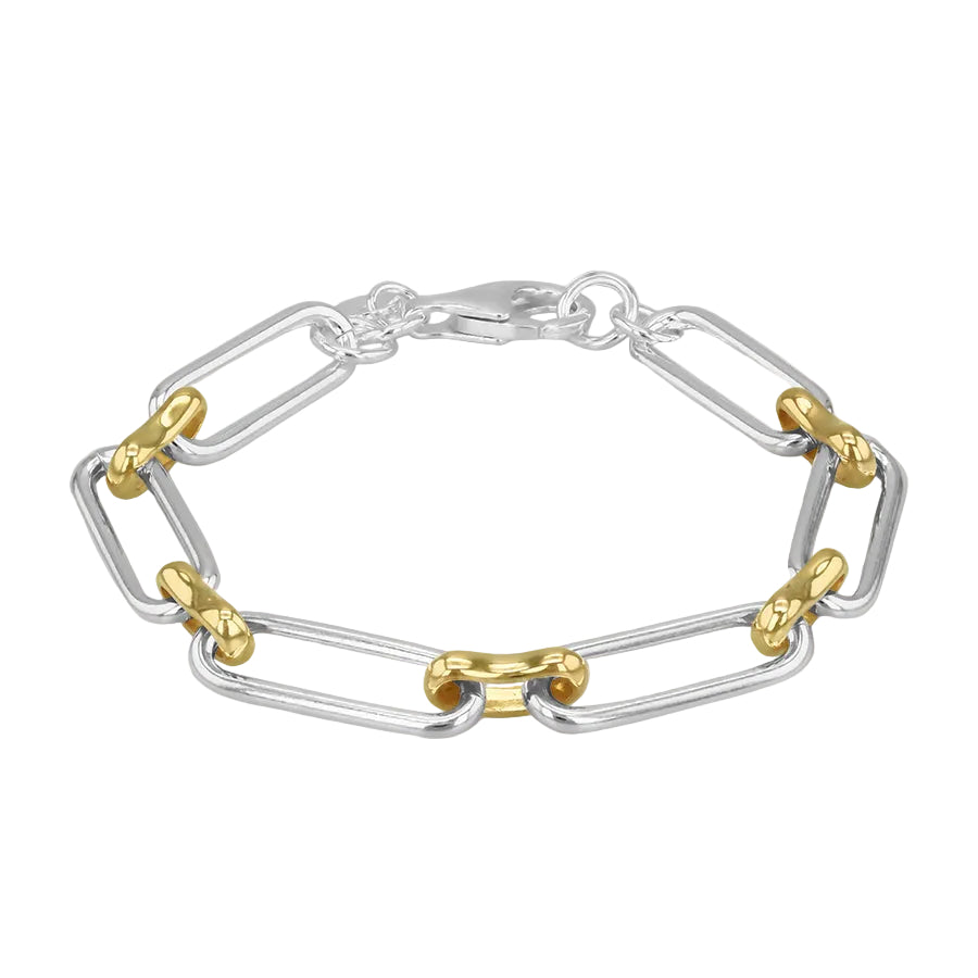 Sterling Silver and Yellow Gold Plated Paper Link Bracelet