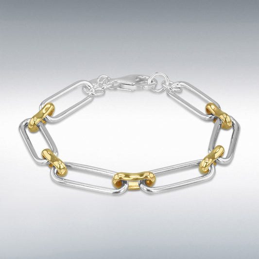 Sterling Silver and Yellow Gold Plated Paper Link Bracelet