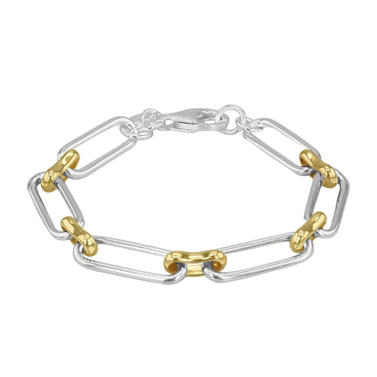 Sterling Silver and Yellow Gold Plated Paper Link Bracelet