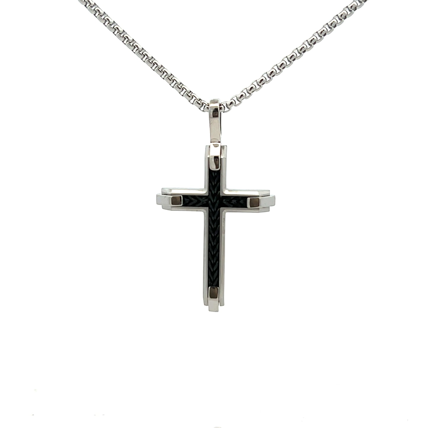 Unique & Co Stainless Steel Black Cross and 50cm Chain