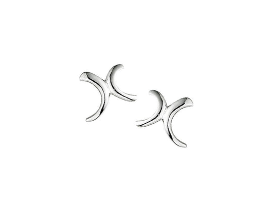 9ct White Gold Curved Kiss Stud Earrings
