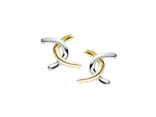 9ct Yellow and White Gold Interlock Design Stud Earrings