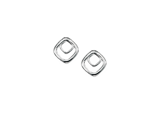9ct White Gold Double Square Interlock Stud Earrings