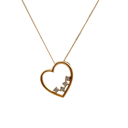 9ct Yellow Gold Illusion Diamond Heart Slider Necklace
