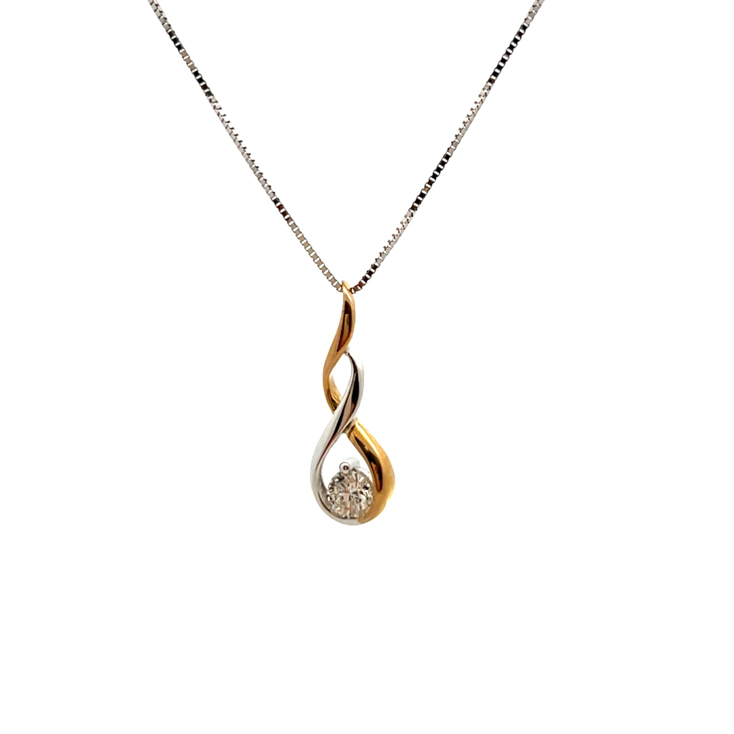 9ct Yellow and White Gold Twist Diamond Necklace
