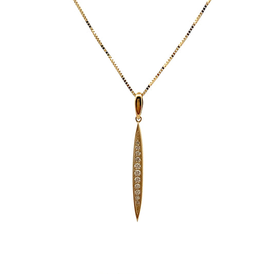 9ct Yellow Gold Elliptical Shape Diamond Necklace