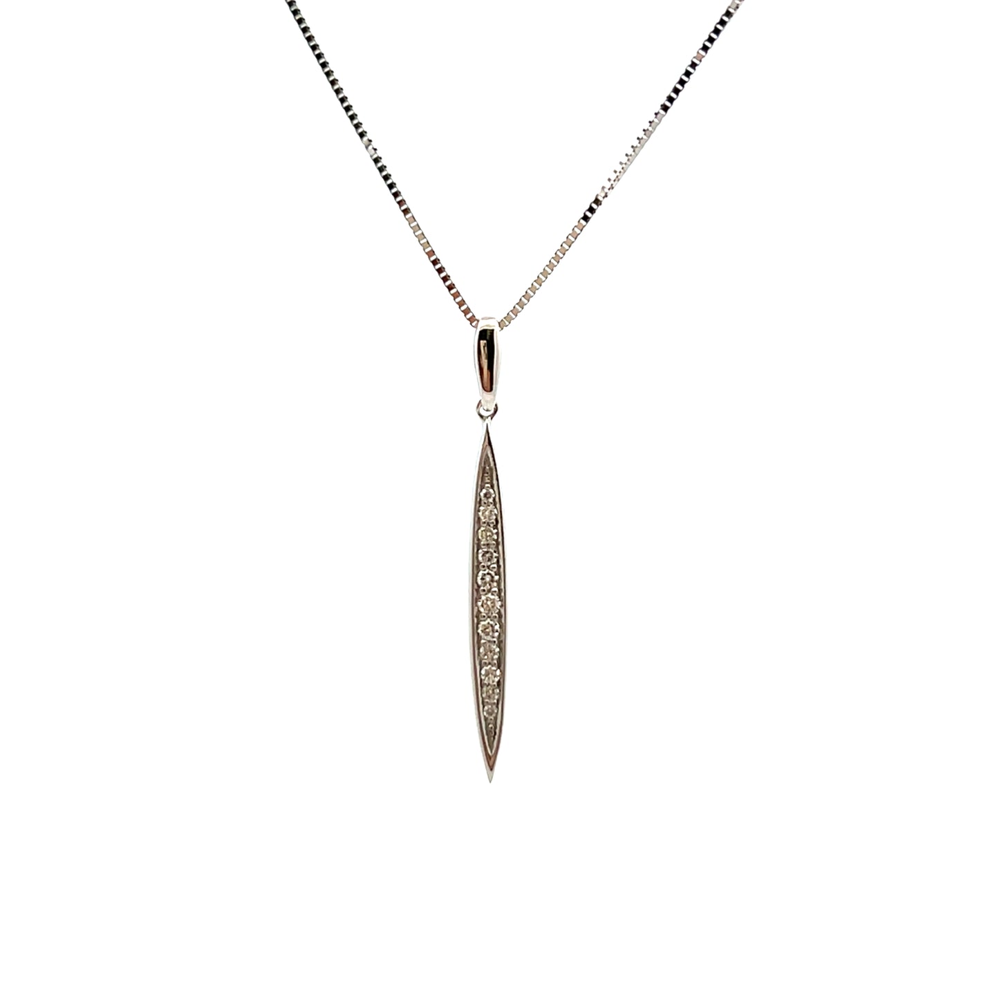 9ct White Gold Diamond Slim Necklace