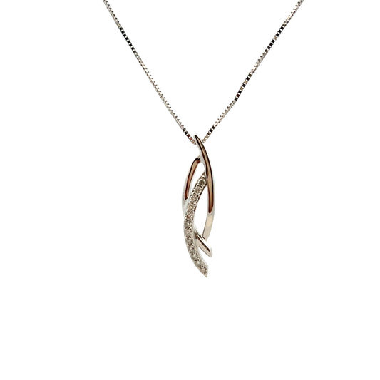 9ct White Gold Three Strand Diamond Necklace