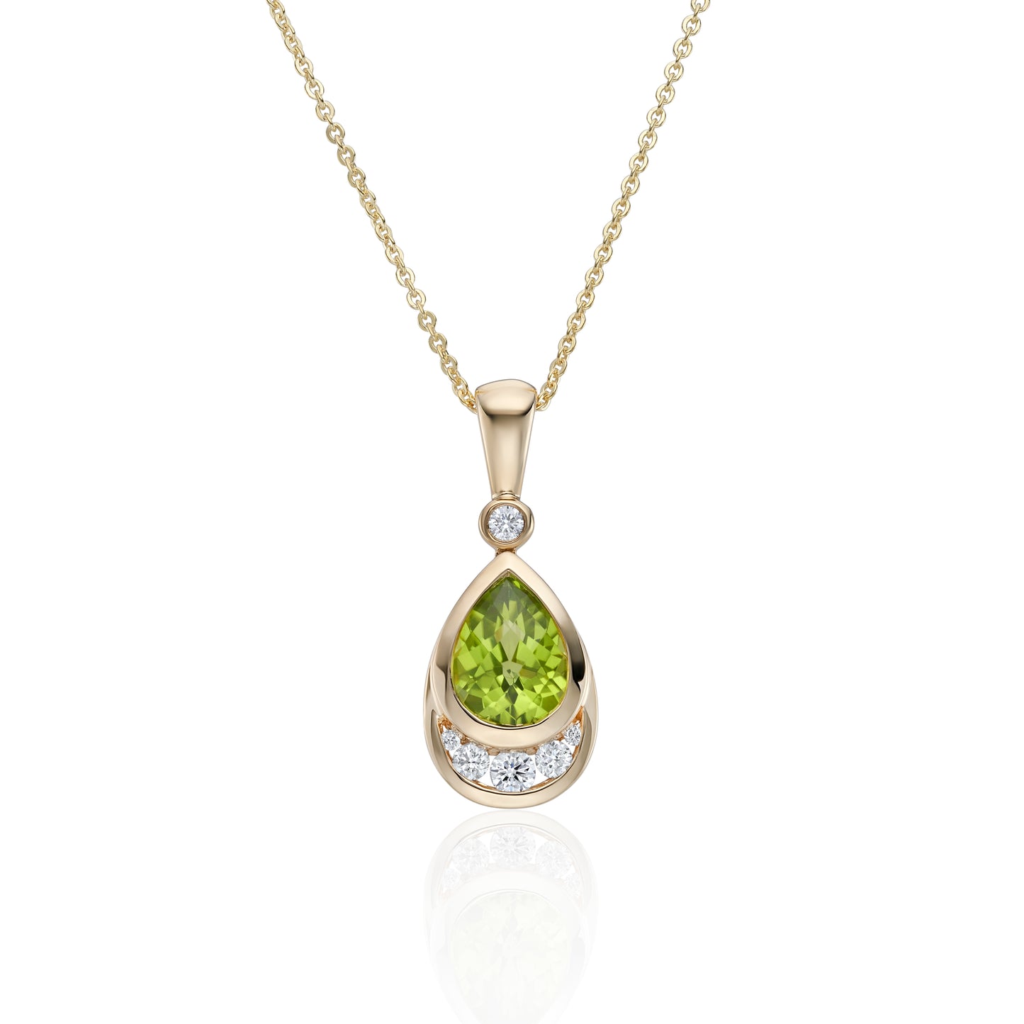 9ct Yellow Gold Peridot and Diamond Necklace