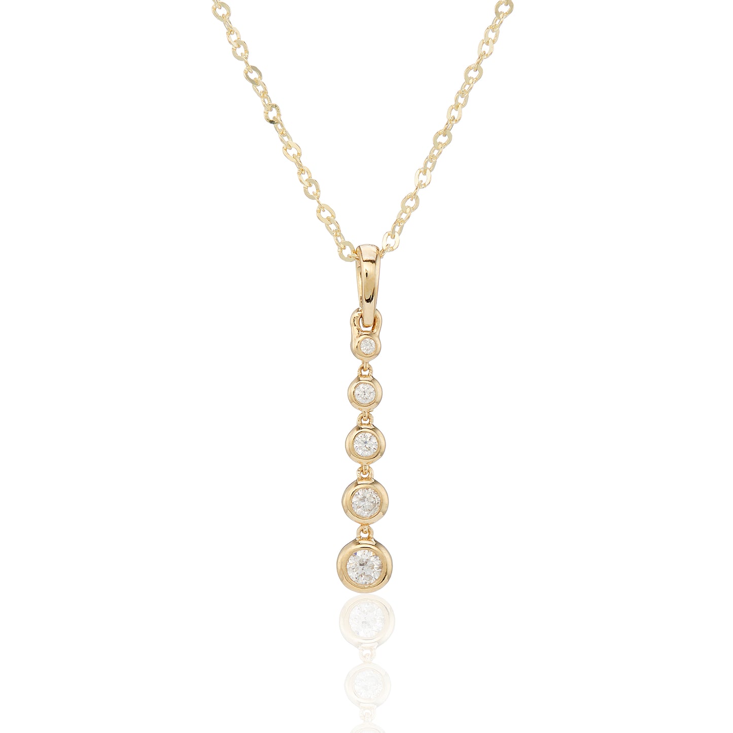 9ct Yellow Gold Diamond Drop Necklace