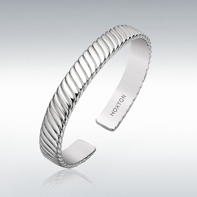 Sterling Silver Mens Twist Bangle