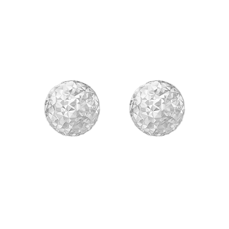 9ct White Gold 6mm Diamond Cut Ball Stud Earrings