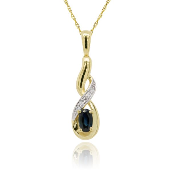 9ct Yellow Gold Sapphire and Diamond Necklace