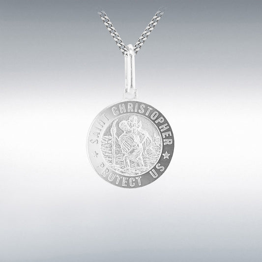 Sterling Silver 15mm Round St Christopher Travel Back