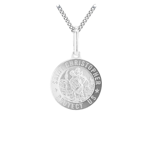 Sterling Silver 15mm Round St Christopher Travel Back