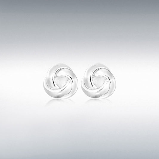 Sterling Silver Three Solid Band Knot Stud Earrings