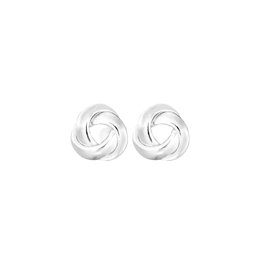 Sterling Silver Three Solid Band Knot Stud Earrings
