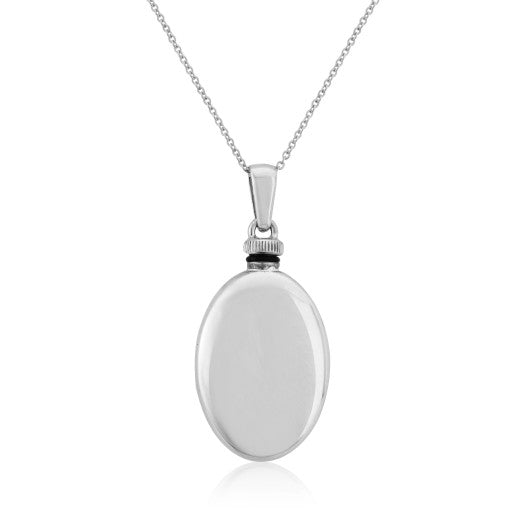 Sterling Silver Oval Bottle Pendant With Chain