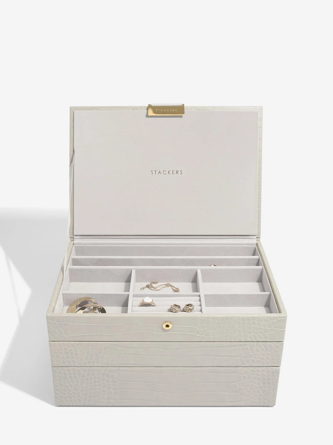 Stackers Putty Crocodile Classic Set Of Three Jewellery Storage