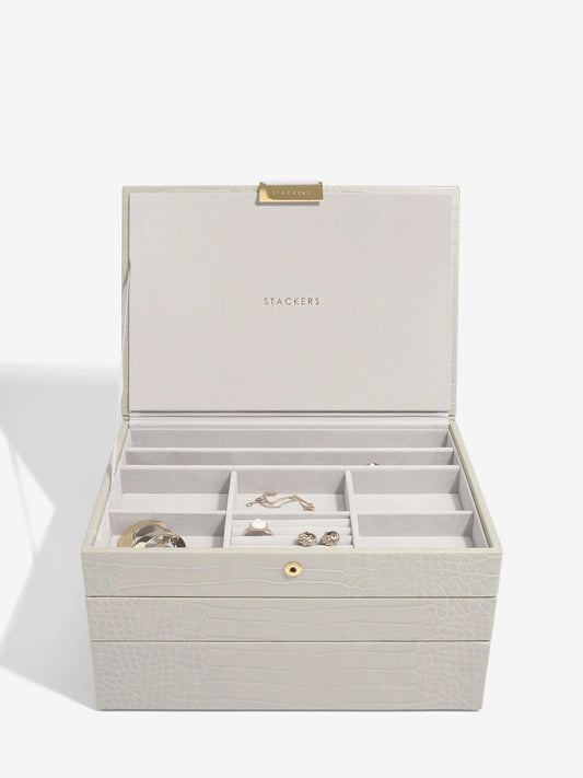 Stackers Putty Crocodile Classic Set Of Three Jewellery Storage
